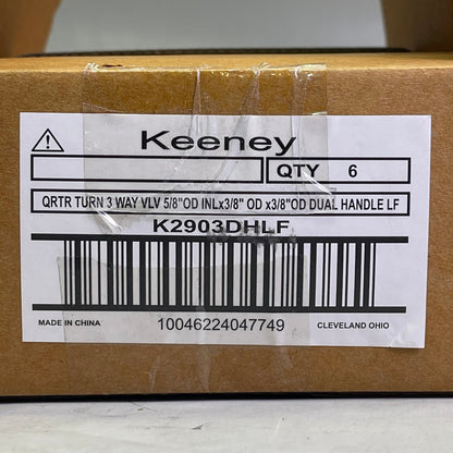 KEENEY Quarter Turn 3-Way Dual Shut-off Valve 5/8"OD x 3/8"OD x 3/8"OD K2903DHLF