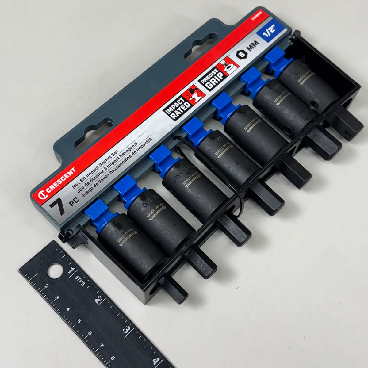 CRESCENT (7 pc) Assorted Sizes X 1/2 in. Metric 6 Point Hex Bit Socket Set CIMBS12