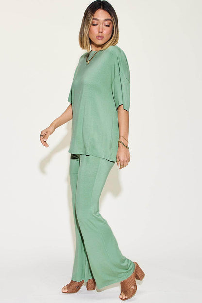 Basic Bae Full Size Bamboo Drop Shoulder T-Shirt Set