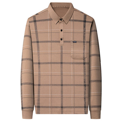 Men's Autumn Long Sleeve Striped Polo Shirt