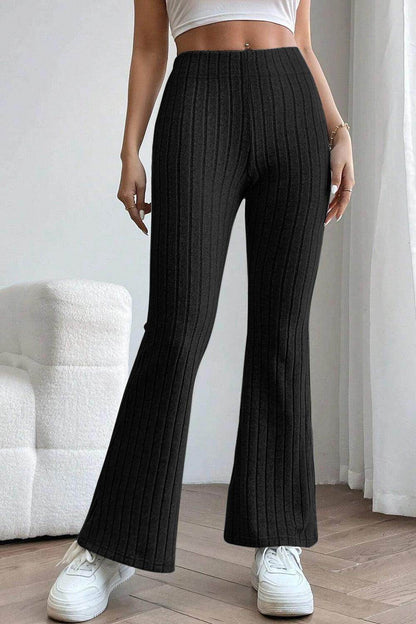 Basic Bae Full Size Ribbed High Waist Flare Pants for Women