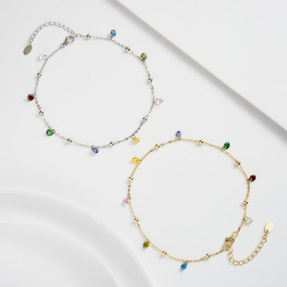 S925 Sterling Silver Colorful Zircon Starry Sky Anklet