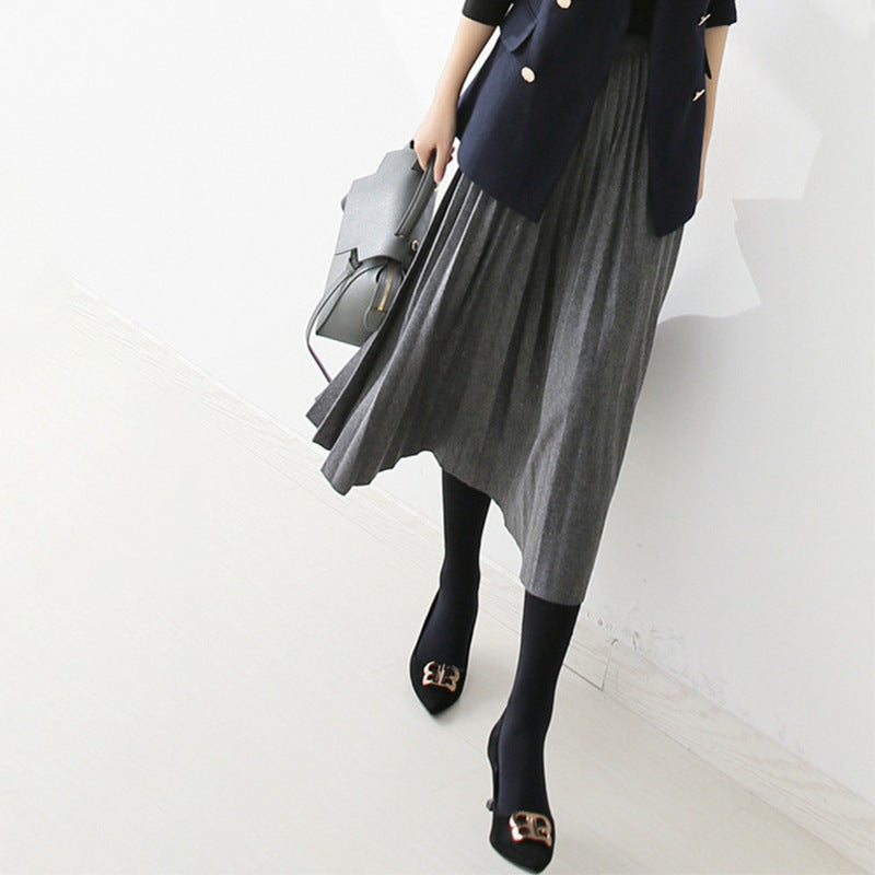 Versatile Knitted Pleated High-Waisted Skirt