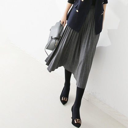 Versatile Knitted Pleated High-Waisted Skirt