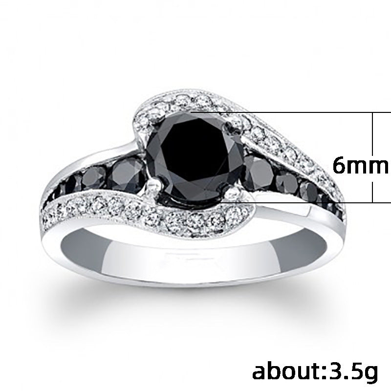 Copper Micro Inlaid Zircon Geometric Horseshoe Resizable Open Ring For Women