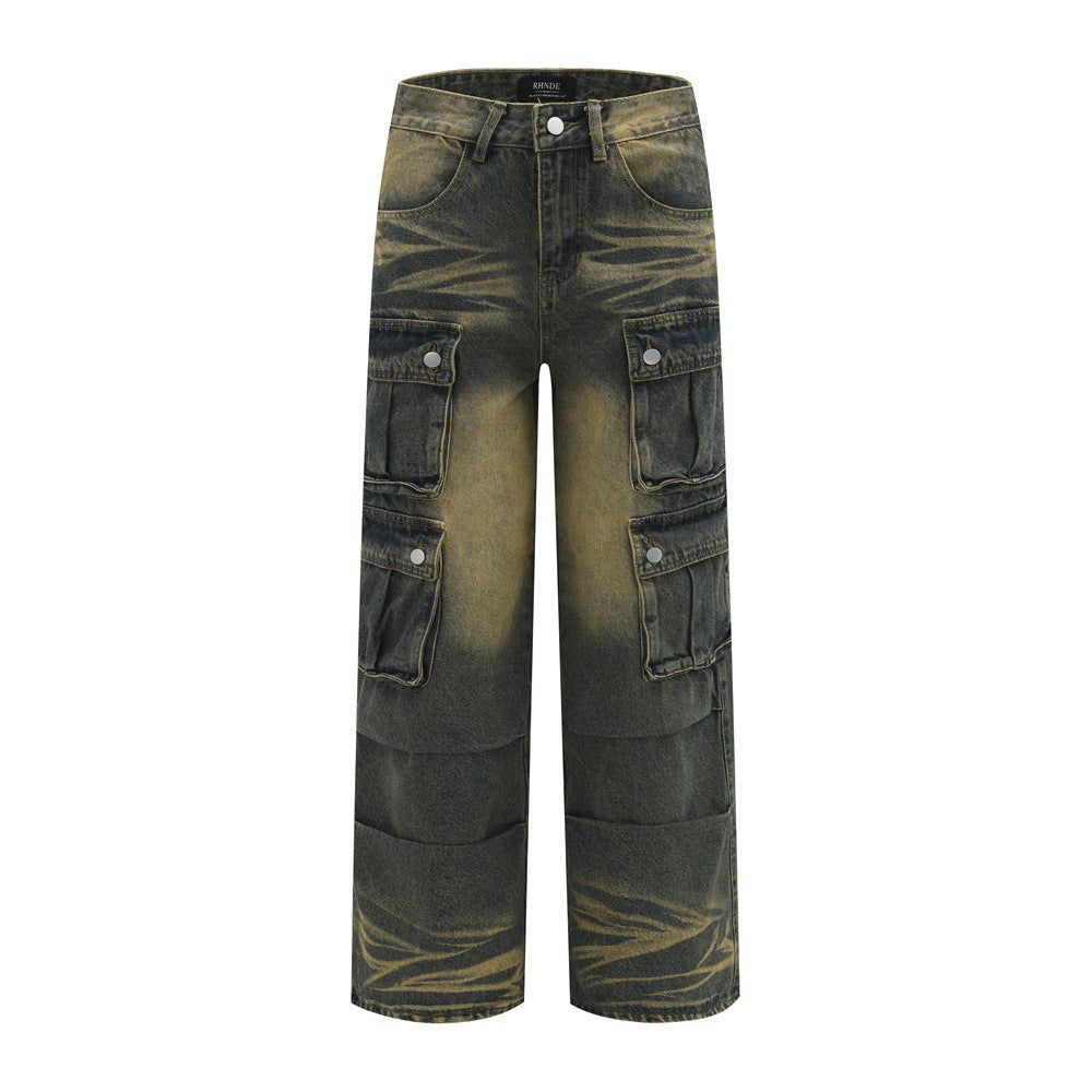 Multi-Pocket Workwear Jeans For Men