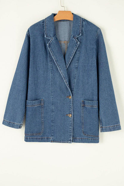 Pocketed Long Sleeve Denim Jacket for Women Stylish Fit