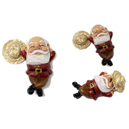 Creative resin sleeping posture elf statue courtyard garden with straw hat dwarf ornaments