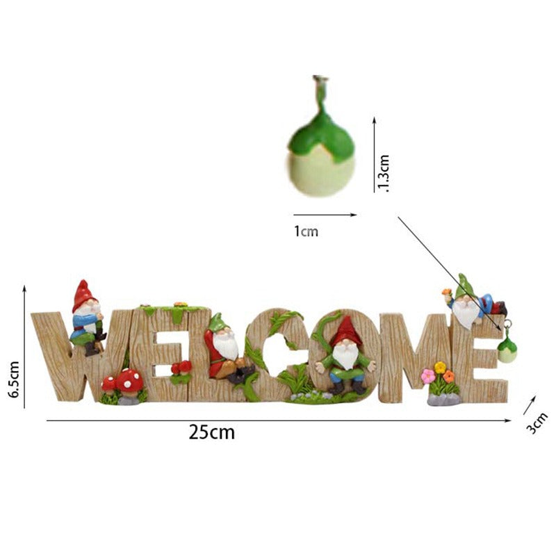 Dwarf Welcome Card Creative Garden Outdoor Balcony Welcome Decoration
