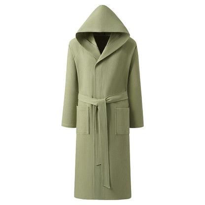 Mens Pure Cotton Hooded Bathrobe