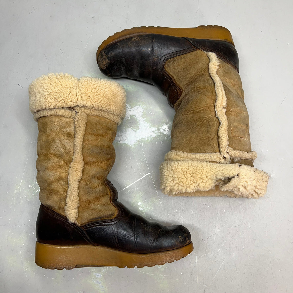 DEXTER USA Suede & Leather Fur Lined Boots  Women's Sz 12 Brown (Pre-Owned)