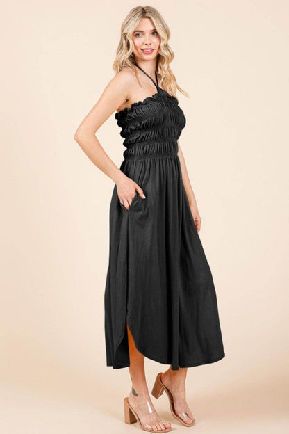 Culture Code Tie Back Shirring Dress with Pockets Style