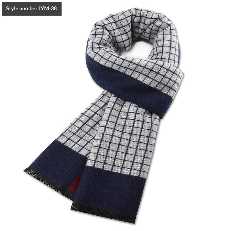 Mens Wool-Blend Plaid Scarf Winter Warmth & Extra Thickness