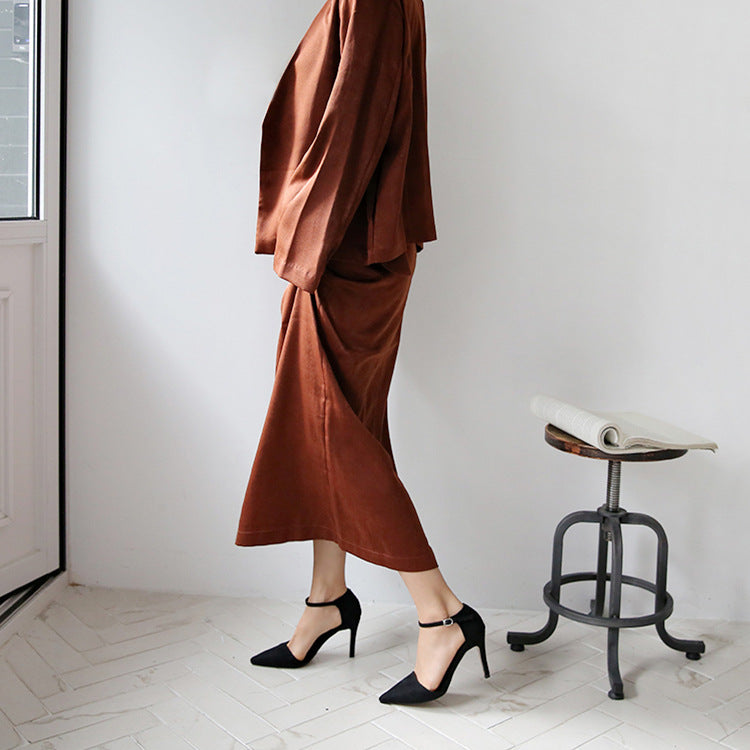 Suede Hollow-out Korean-style Office High Heels