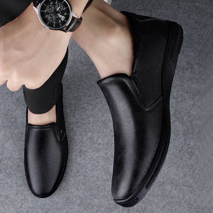 Business-casual Leather Mens Slip-on Loafers Flat Shoes