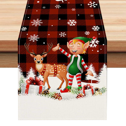 Christmas table flag holiday party restaurant decoration tablecloth linen checkered printed dining table tablecloth mat