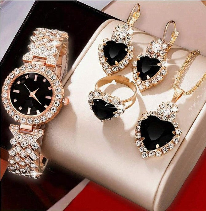 Watch Colorful Crystals Quartz Jewelry Suit