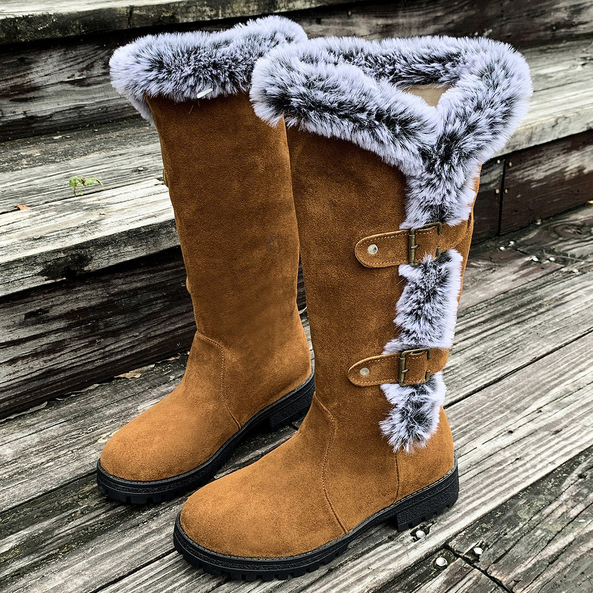Women's Autumn And Winter Rabbit Fur Thick Velvet Thick Snow Boots