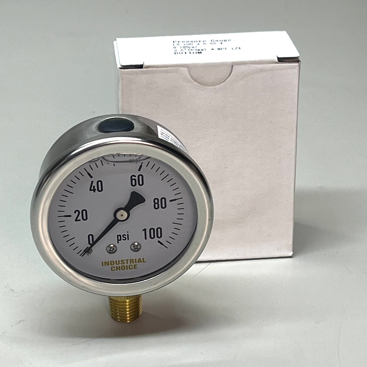 INDUSTRIAL CHOICE Stainless Steel Pressure Gauge 0-100 PSI 2.5" LS-100-2.5-SS-4