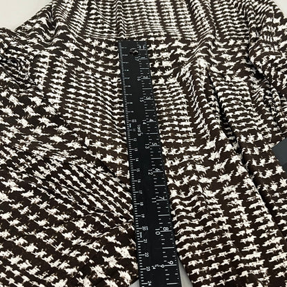 NORMA KAMALI High Waist Pleat Pant Women's Sz S/32 Chocolate Glenn Plaid Tweed