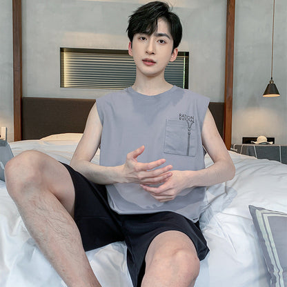 Men's Sleeveless Vest Summer Pure Cotton Pajamas