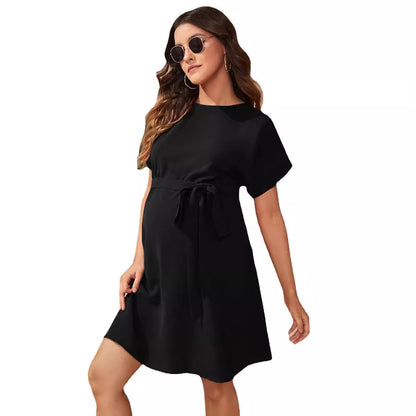 Maternity Bat Sleeve Girdle Dress