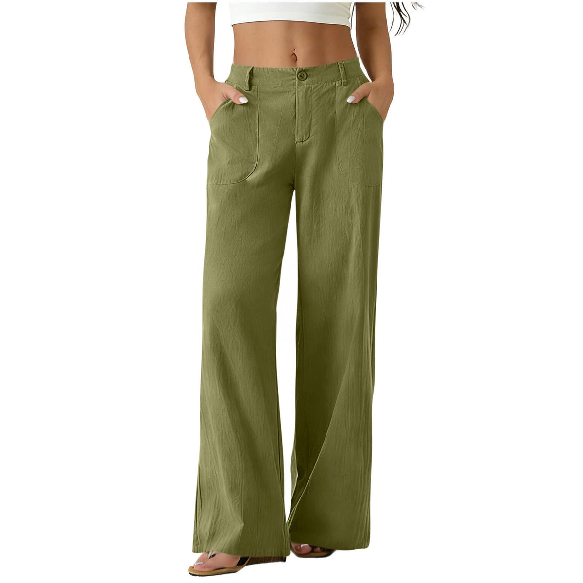European And American Cross-border Women's Clothing  Women's Formal Suit Pants With Elastic Waistband, Patch Pockets, Solid Color, Single-button Trousers