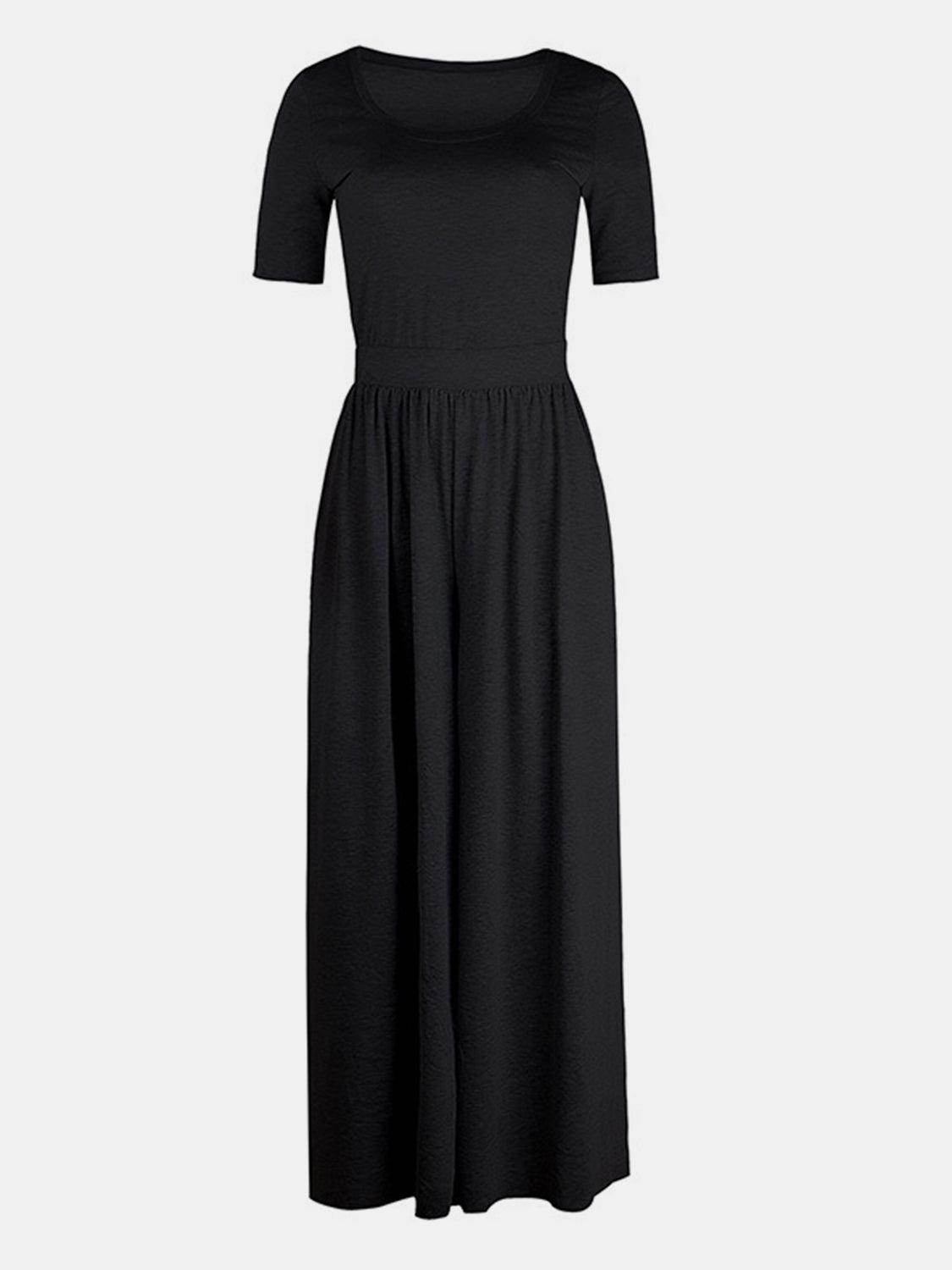 Scoop Neck Short Sleeve Jumpsuit for Casual Comfort