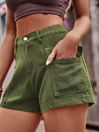 High Waist Denim Shorts with Pockets for Summer Style