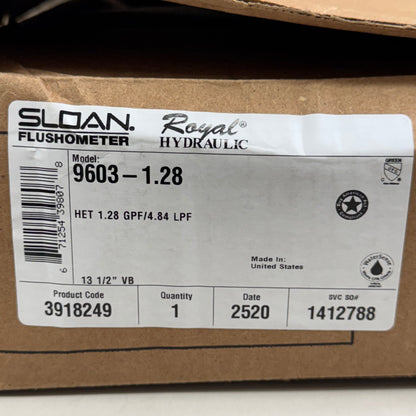 SLOAN Single-Flush Manual Concealed Flushometer Gold 9603-1.28 (New Other- (Distressed Packaging))