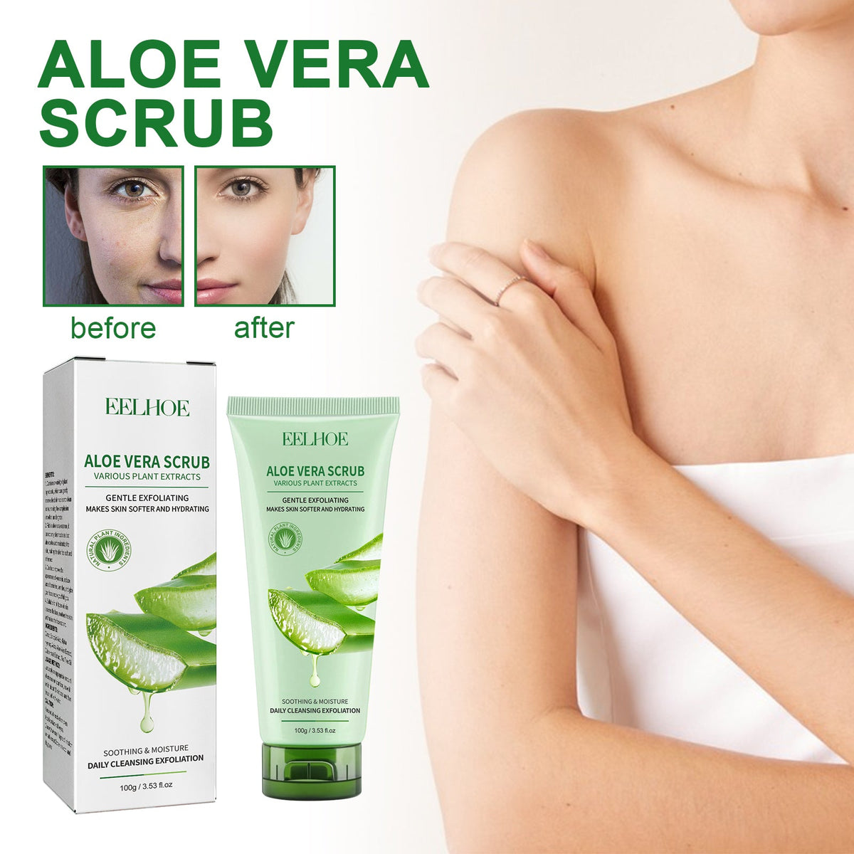 Aloe Vera Scrub For Deep Cleansing, Exfoliating And Smoothing Acne Marks, Soft Skin Scrub