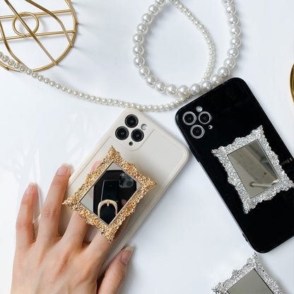 Ins Pattern Mirror Grip Tok Plating Mobile Phone Holder Extension Bracket Suitable for IPhone Samsung Mobile Phone Accessories