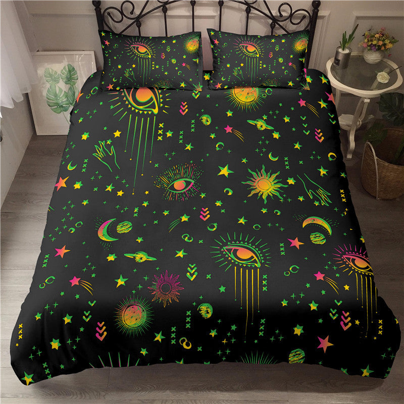 3D digital printing whimsical pattern eyes custom quilted bedding