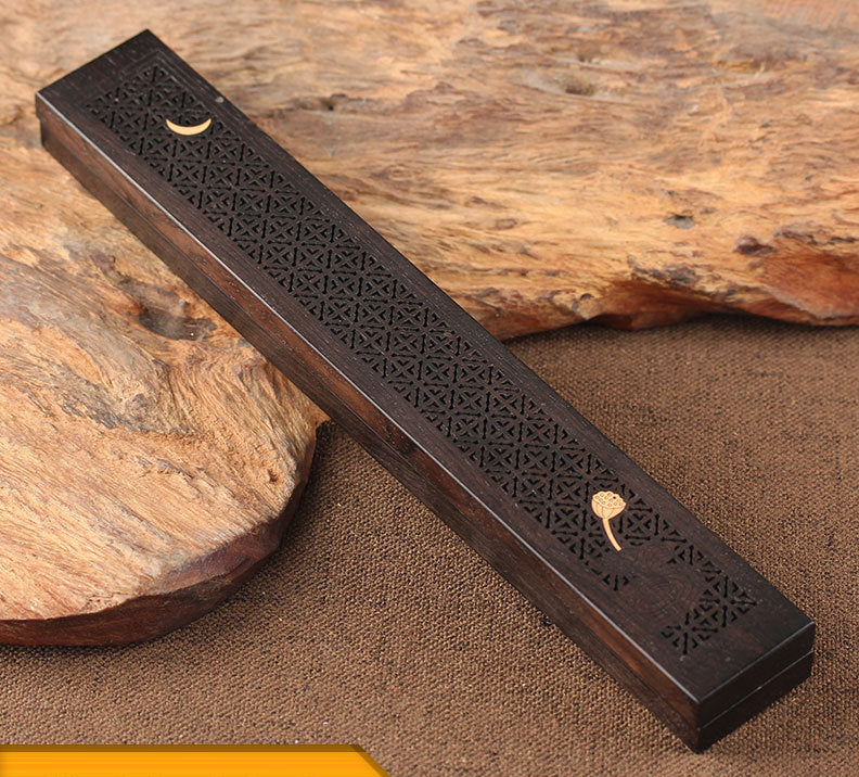 Wooden thread incense box, black sandalwood inlaid with boxwood, sleeping incense burner, incense burner, household indoor agarw