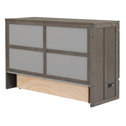 Queen Size Murphy Bed with Built-In Charging Station  Antique Grey