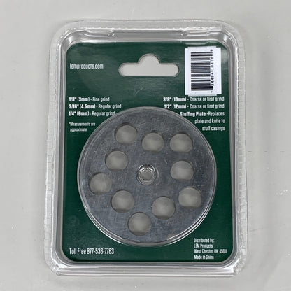 LEM Grinder Plate 12mm #12 (1/2") 2-3/4" Plate Diameter Stainless Steel 476SS