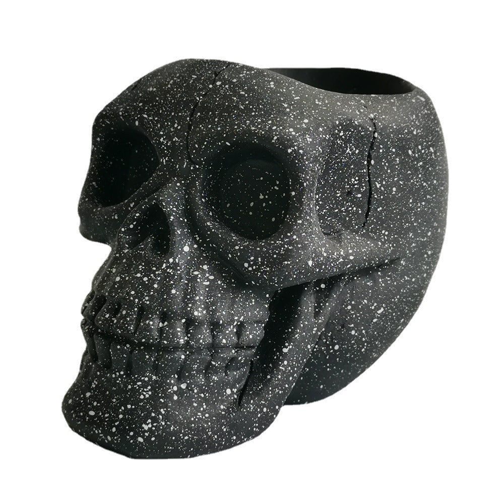 Black Skull Storage Pen Holder for Human Skull Makeup Pen
