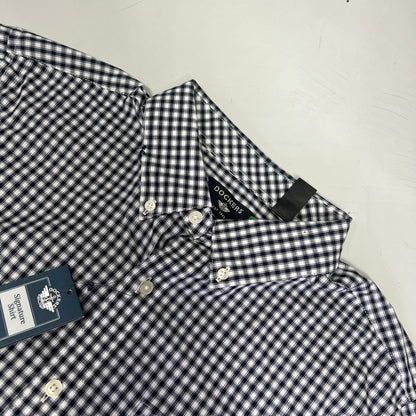 DOCKERS Signature Stain Defender Button Up Shirt Men's Sz S Navy Blue A42520010
