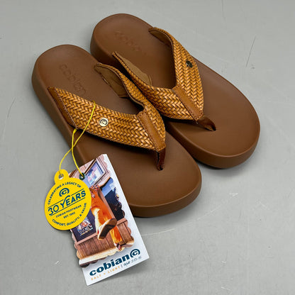 COBIAN Palmilla Braided Synthetic Leather Strap Sandals Women's Sz 10 EU 41 Tan PAL25-230-10