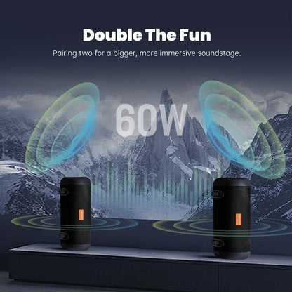 WHALE Portable Bluetooth Outdoor Speaker with Shoulder Strap – IPX7 Waterproof Wireless Sound System