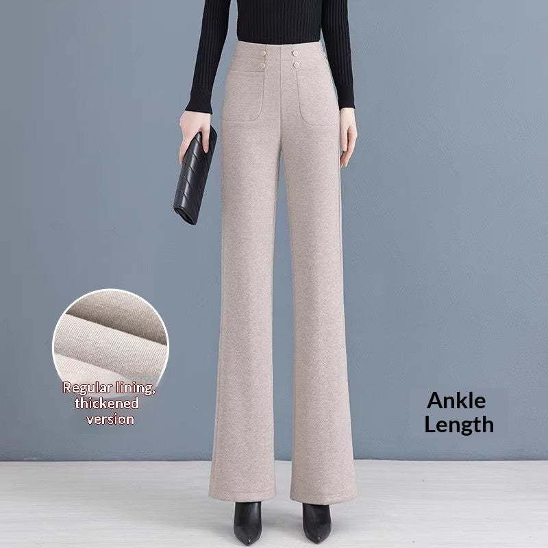 Womens Fallwinter Fleece-lined Slimming Bootcut Pants New Style