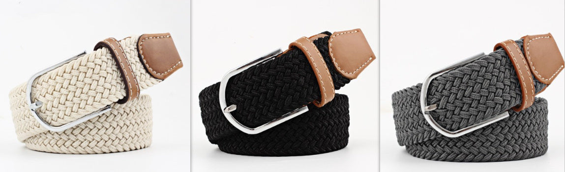Women's Canvas Belt Casual Stretch Braided Buckle