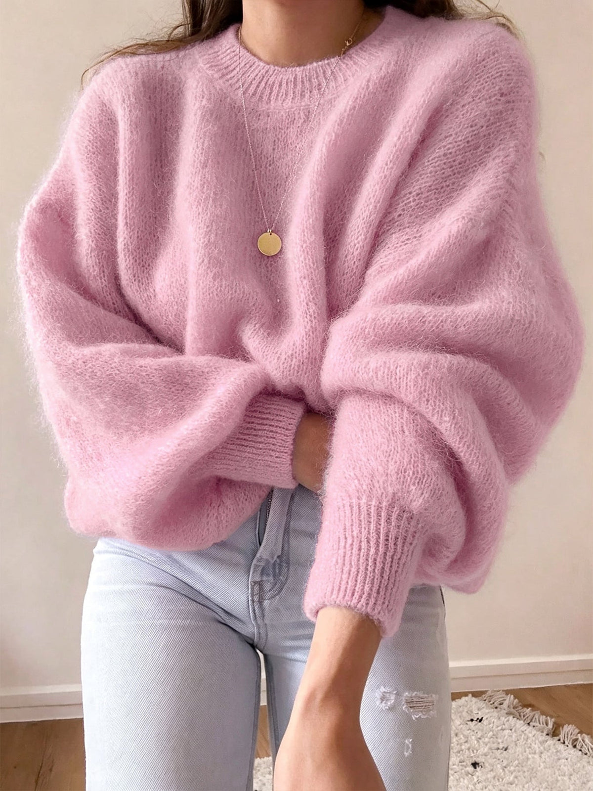 Women's Round-neck Loose-fit Knitted Sweater
