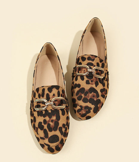 Leopard Print Casual Soft Bottom Pumps Women Casual Shoes Round Toe Flats