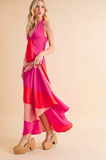 Aemi+Co Color Block Sleeveless Maxi Dress