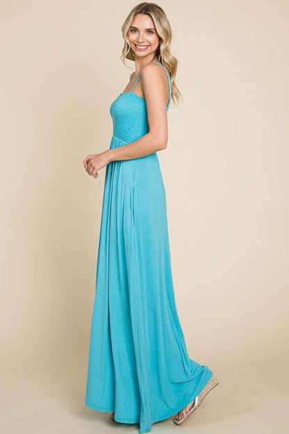 Culture Code Full Size Smocked Cami Maxi Dress With Pockets