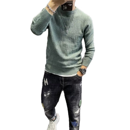 Mens New FallWinter Loose-Fit Crew-Neck Long-Sleeve Knit Sweater