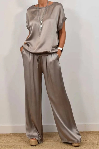 2026 Spring Summer New Cross-Border Trade Amazon Independent Site Trendy Loose Shirt Wide-Leg Pants Casual Set
