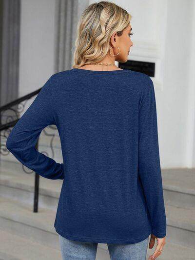 Notched Long Sleeve T-Shirt for Women in Various Sizes
