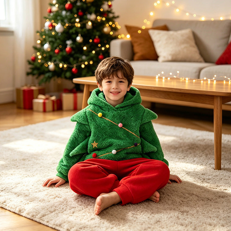 Children's Christmas Tree Costume Set Christmas Party Cosplay Outfit